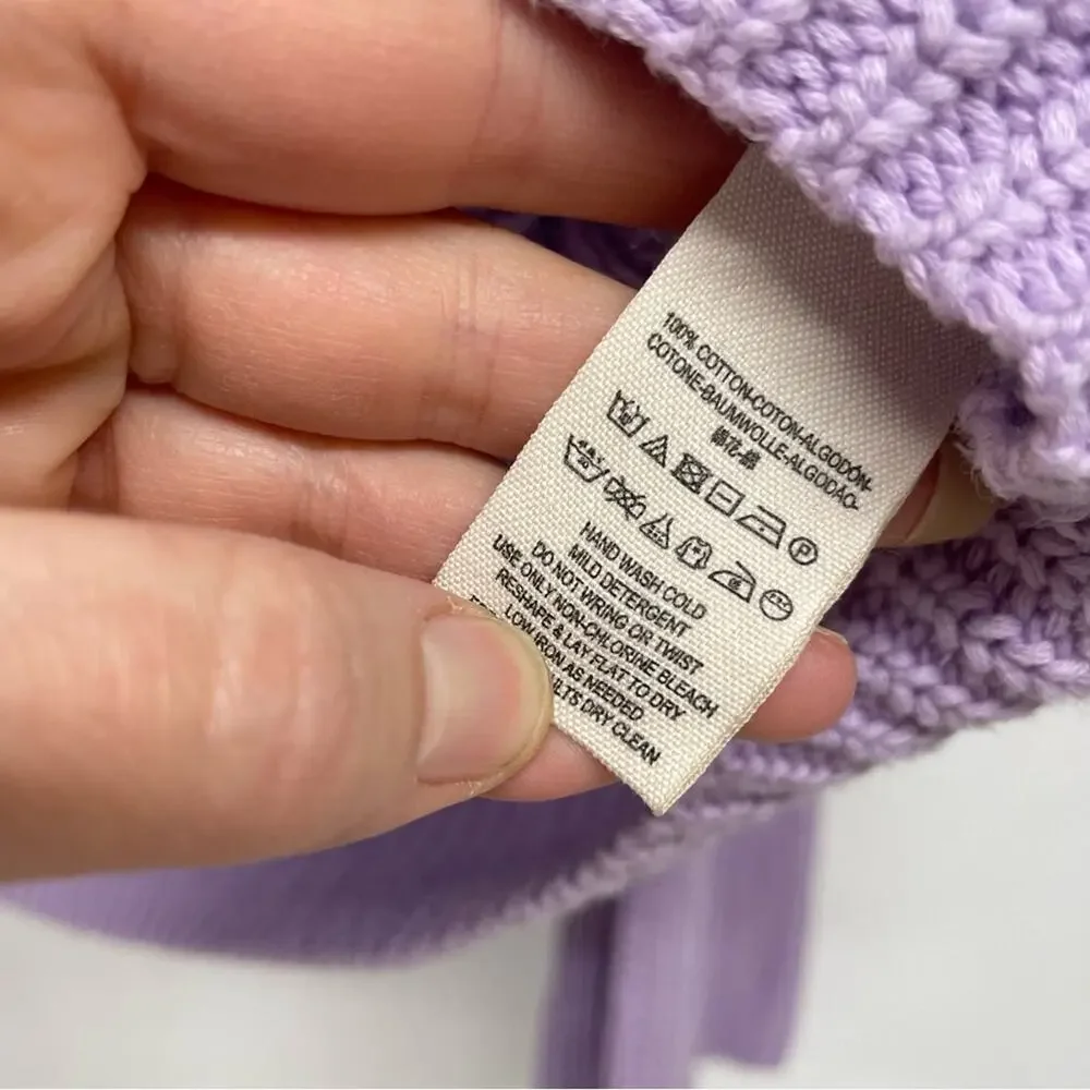 Free People Lavender Ribbed Knit Flare Sleeve V Neck Sweater Womens S Oversized